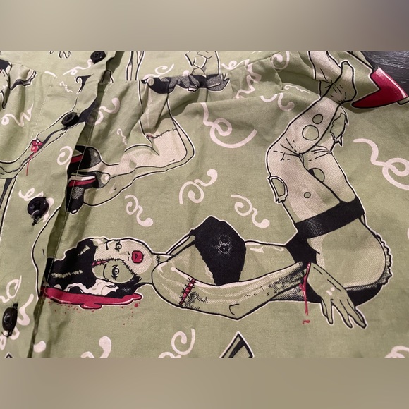 🪦Rare💚 Too Fast Cirque Couture 🪓 Zombie Girl Cotton Dress - Picture 2 of 11